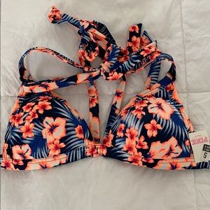 Tropical print bikini top